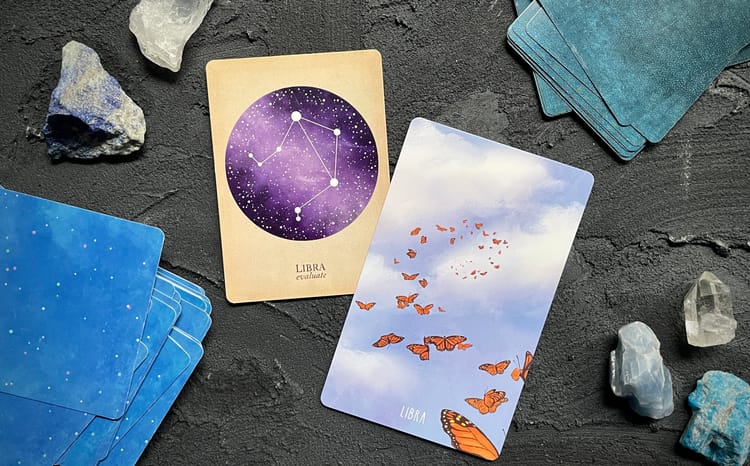 libra cards from the compendium of constellations and the spacious tarot expansion pack
